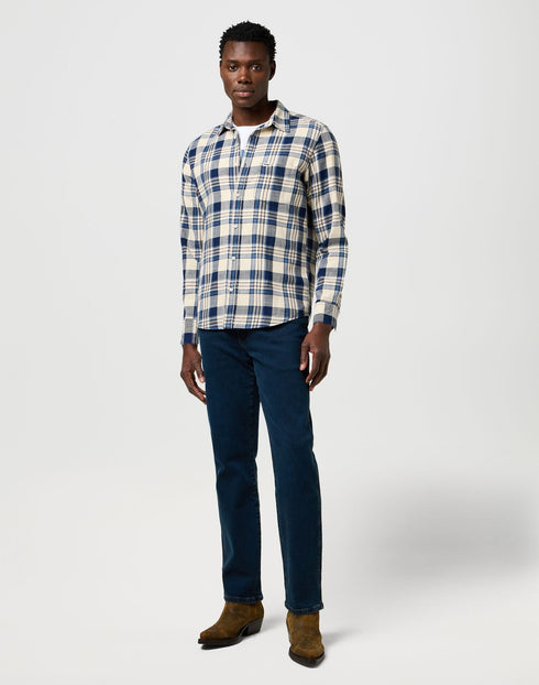 Wrangler Men's 1 Pocket Indigo Shirt In Light indigo - Rodeo In