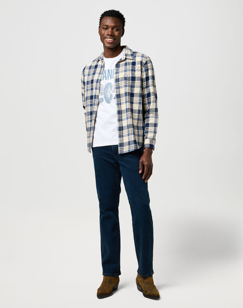 Wrangler Men's 1 Pocket Indigo Shirt In Light indigo - Rodeo In