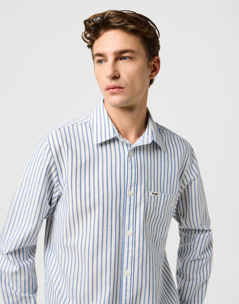 Wrangler Men's 1 Pocket Shirt in Blue Oxford - Rodeo In