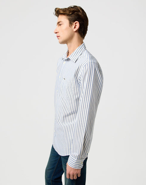 Wrangler Men's 1 Pocket Shirt in Blue Oxford