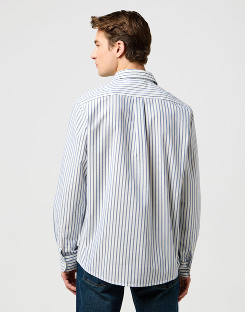 Wrangler Men's 1 Pocket Shirt in Blue Oxford - Rodeo In