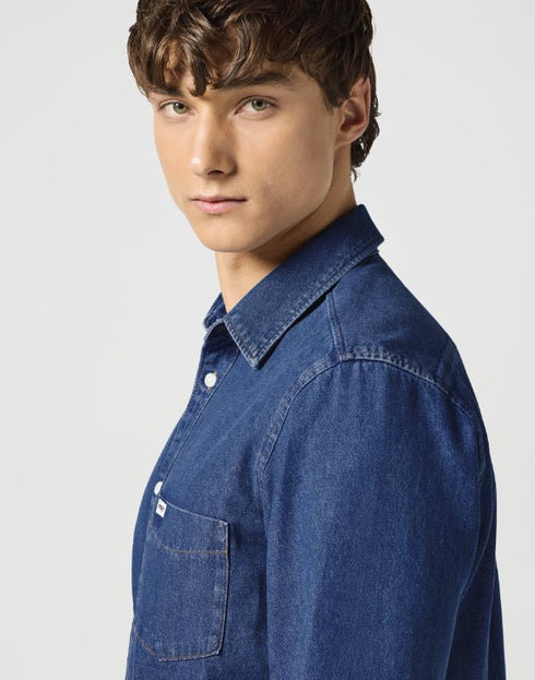 Wrangler Men's 1 Pocket Shirt In Dark Stone