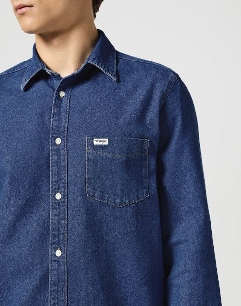 Wrangler Men's 1 Pocket Shirt In Dark Stone