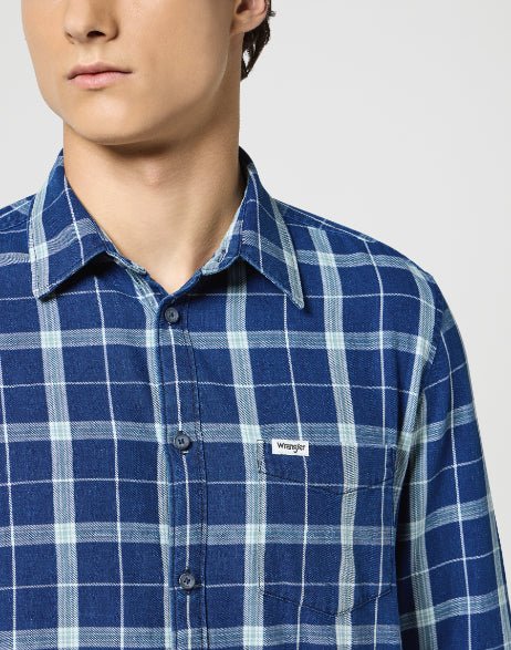 Wrangler Men's 1 Pocket Shirt In Green Indigo