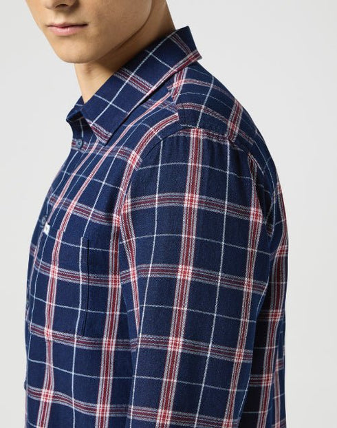 Wrangler Men's 1 Pocket Shirt In Red Indigo