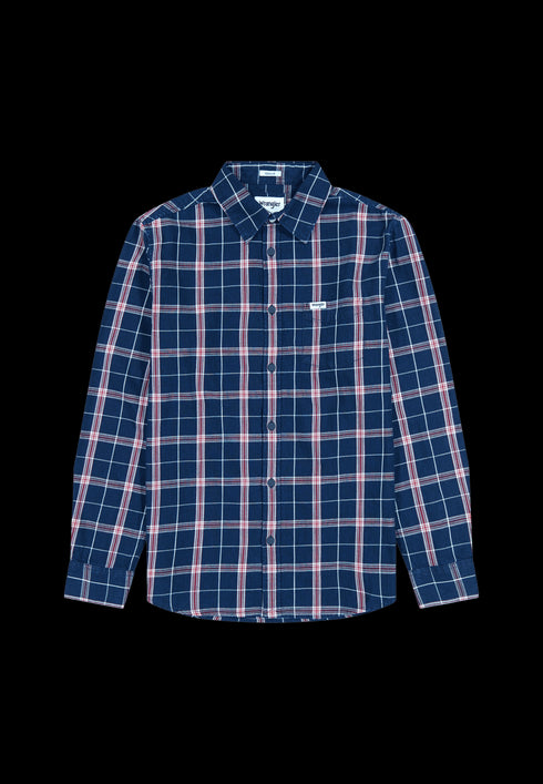 Wrangler Men's 1 Pocket Shirt In Red Indigo