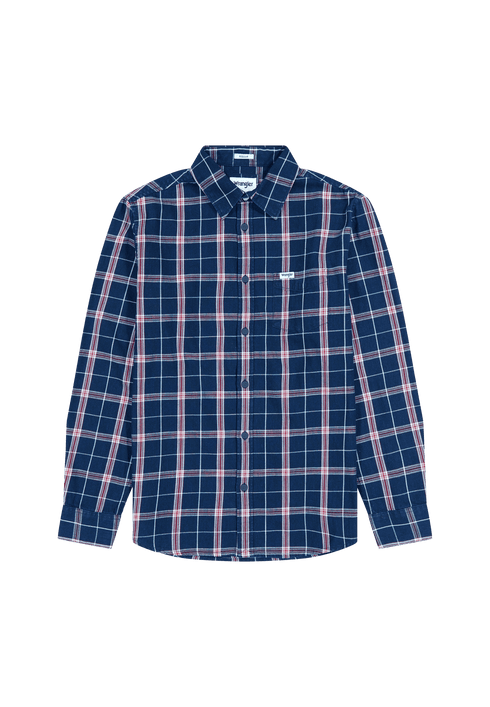 Wrangler Men's 1 Pocket Shirt In Red Indigo - Rodeo In
