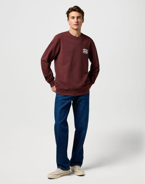 Wrangler Men's Americana Crew Neck In Decadent Chocolate - Rodeo In