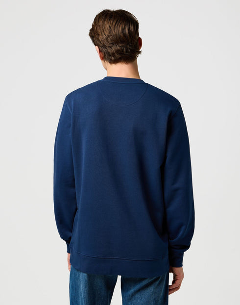 Wrangler Men's Americana Crew Neck Sweatshirt In Navy - Rodeo In