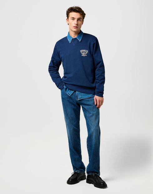Wrangler Men's Americana Crew Neck Sweatshirt In Navy