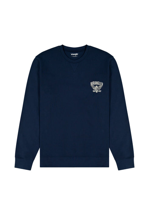 Wrangler Men's Americana Crew Neck Sweatshirt In Navy - Rodeo In