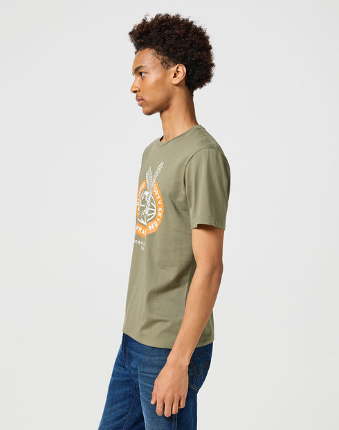 Wrangler Men's Americana Eagle T-Shirt In Dusty Olive - Rodeo In