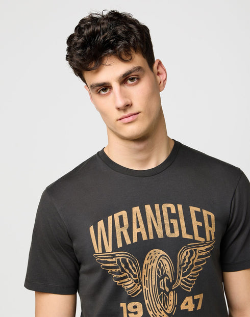 Wrangler Men's Americana T-Shirt in Faded Black - Rodeo In
