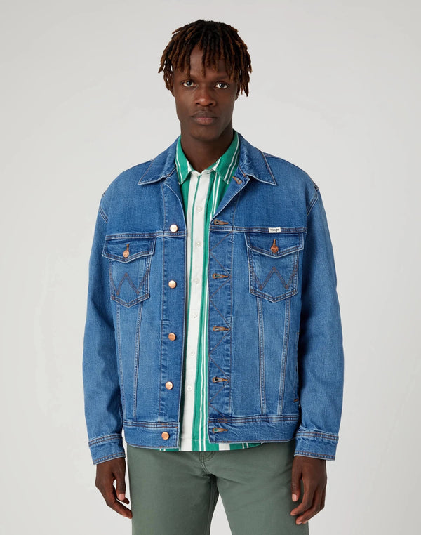 Wrangler Men's Anti Fit Jacket In Blue Eyes Blue - Rodeo In