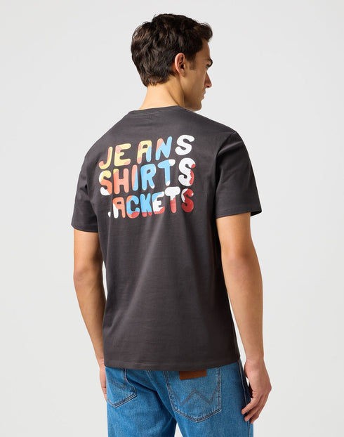 Wrangler Men's Big Graphic JSJ T-Shirt In Faded Black
