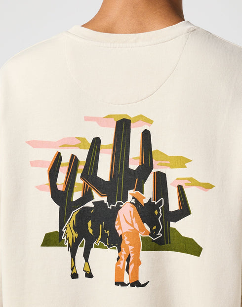 Wrangler Men's Cactus Crewneck Sweatshirt In Vintage White