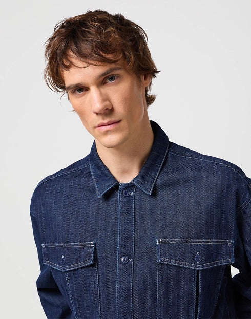 Wrangler Men's Casey Jones Utility Shirt In Mid Indigo
