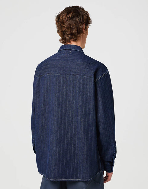 Wrangler Men's Casey Jones Utility Shirt In Mid Indigo