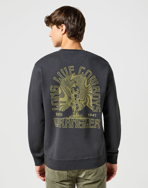 Wrangler Men's Crew Neck Sweatshirt In Faded Black