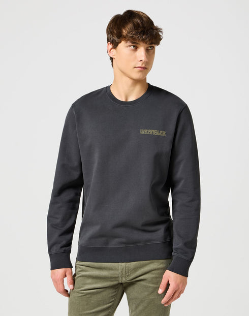 Wrangler Men's Crew Neck Sweatshirt In Faded Black