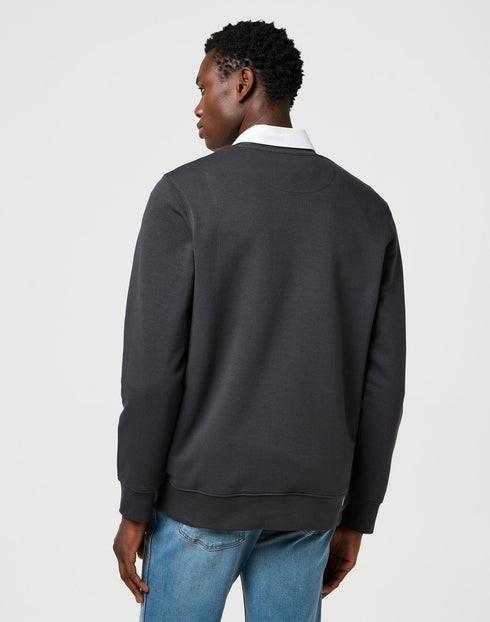 Wrangler Men's Embroidery Crew Neck Sweatshirt In Faded Black