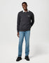 Wrangler Men's Embroidery Crew Neck Sweatshirt In Faded Black - Rodeo In