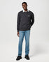 Wrangler Men's Embroidery Crew Neck Sweatshirt In Faded Black