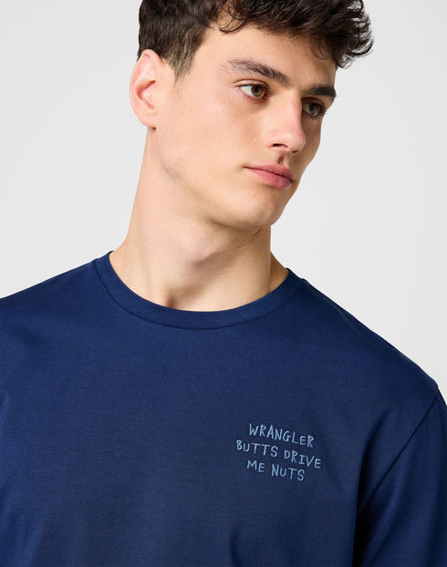 Wrangler Men's Embroidery T-Shirt in Navy - Rodeo In