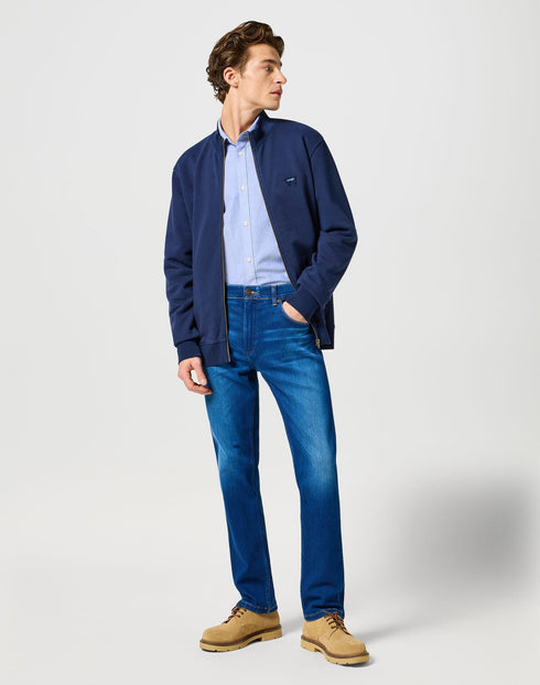 Wrangler Men's Funnel Neck Zip Sweatshirt in Navy - Rodeo In