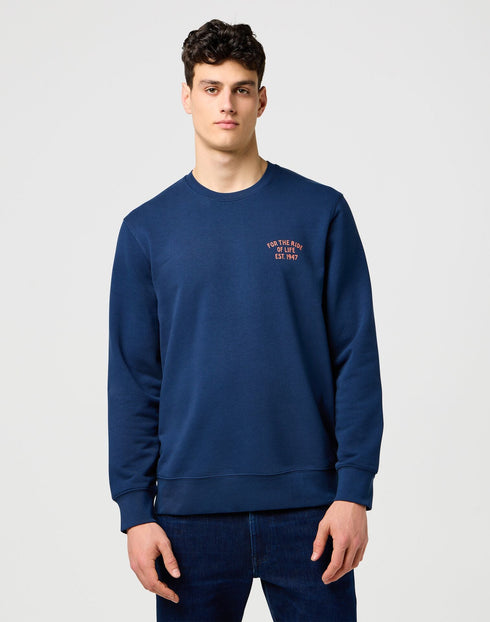 Wrangler Men's Graphic Crew Neck Sweatshirt in Black Iris
