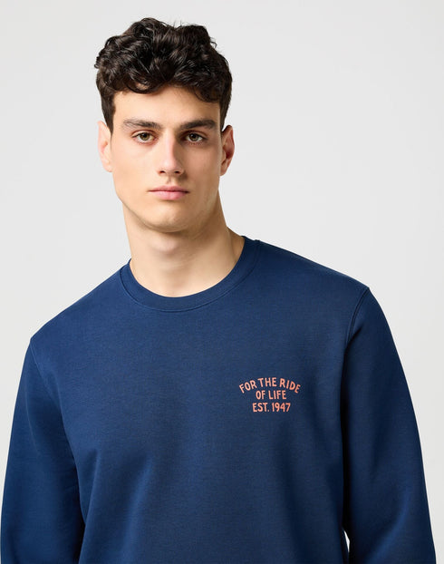 Wrangler Men's Graphic Crew Neck Sweatshirt in Black Iris - Rodeo In