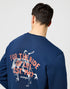 Wrangler Men's Graphic Crew Neck Sweatshirt in Black Iris - Rodeo In
