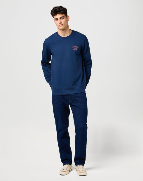 Wrangler Men's Graphic Crew Neck Sweatshirt in Black Iris - Rodeo In