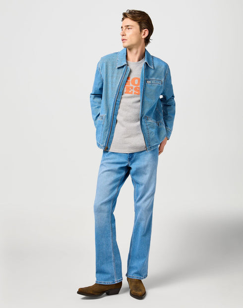 Wrangler Men's Graphic Go West T-Shirt In Mid Grey Melee