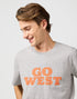 Wrangler Men's Graphic Go West T-Shirt In Mid Grey Melee