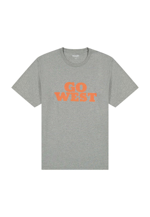 Wrangler Men's Graphic Go West T-Shirt In Mid Grey Melee