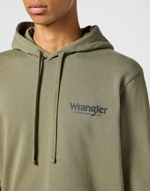 Wrangler Men's Graphic Hoodie In Dusty Olive