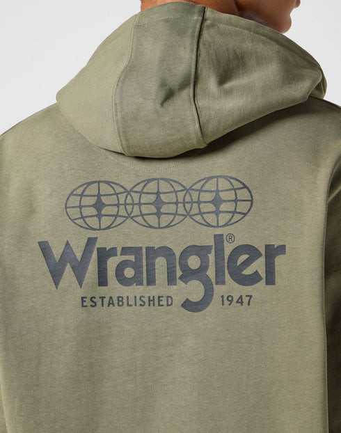 Wrangler Men's Graphic Hoodie In Dusty Olive