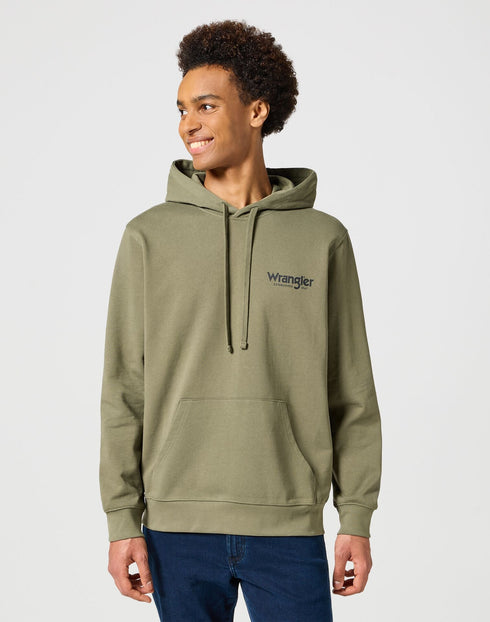 Wrangler Men's Graphic Hoodie In Dusty Olive