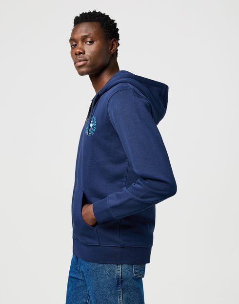Wrangler Men's Graphic Zip Hoodie In Navy
