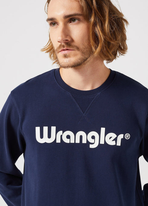 Wrangler Men's Logo Crew Sweatshirt In Navy