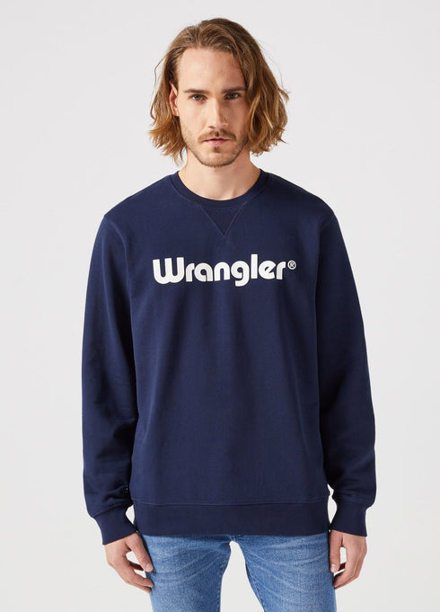 Wrangler Men's Logo Crew Sweatshirt In Navy