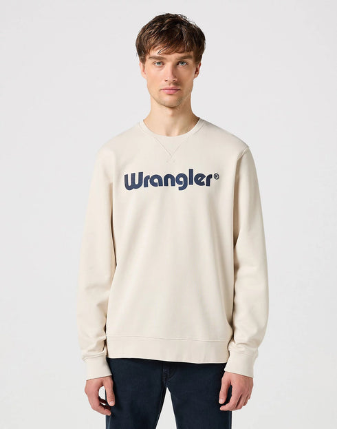 Wrangler Men's Logo Crew Sweatshirt In Vintage White