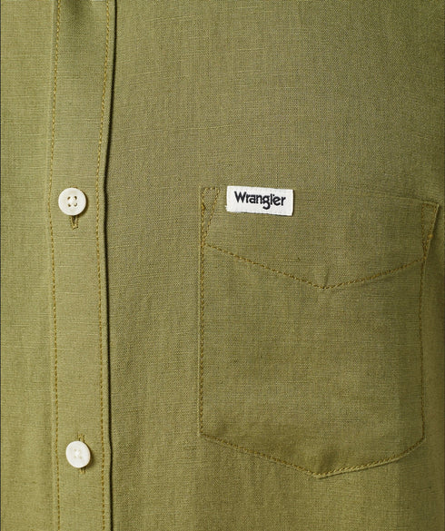 Wrangler Men's Long Sleeve 1 Pocket Shirt In Capulet Olive