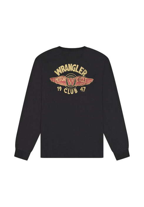 Wrangler Men's Long Sleeve Americana T-Shirt In Black - Rodeo In