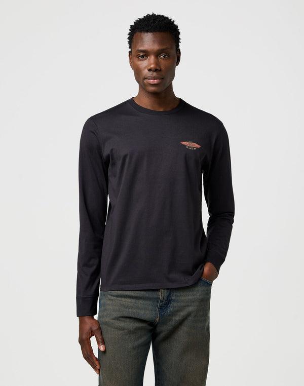 Wrangler Men's Long Sleeve Americana T-Shirt In Black - Rodeo In
