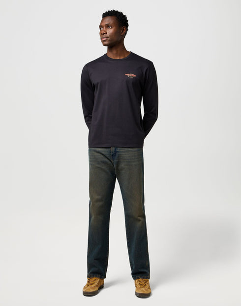 Wrangler Men's Long Sleeve Americana T-Shirt In Black - Rodeo In