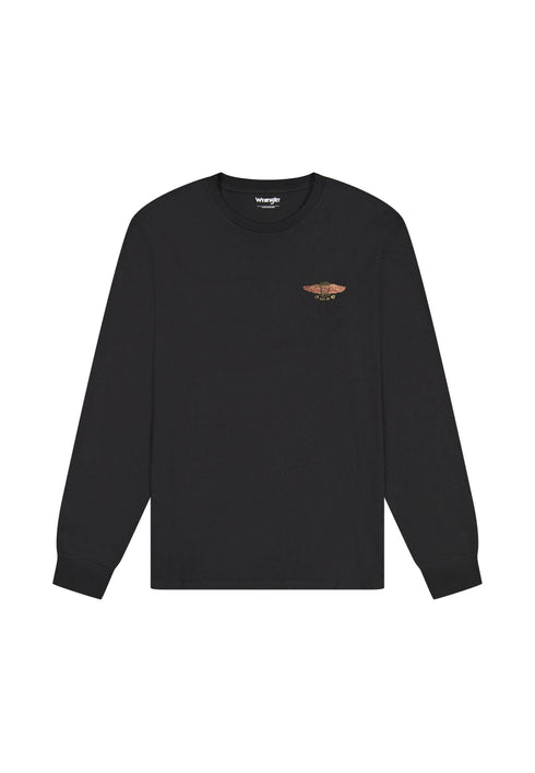 Wrangler Men's Long Sleeve Americana T-Shirt In Black - Rodeo In