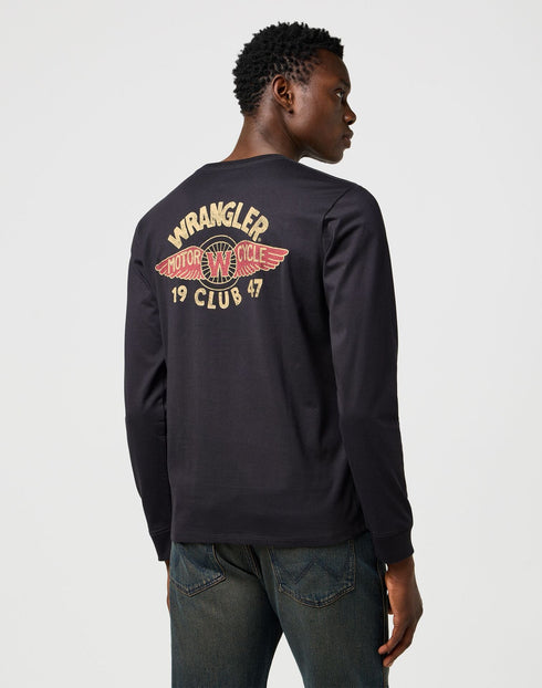 Wrangler Men's Long Sleeve Americana T-Shirt In Black - Rodeo In