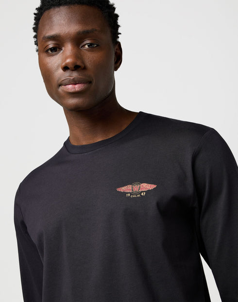 Wrangler Men's Long Sleeve Americana T-Shirt In Black - Rodeo In